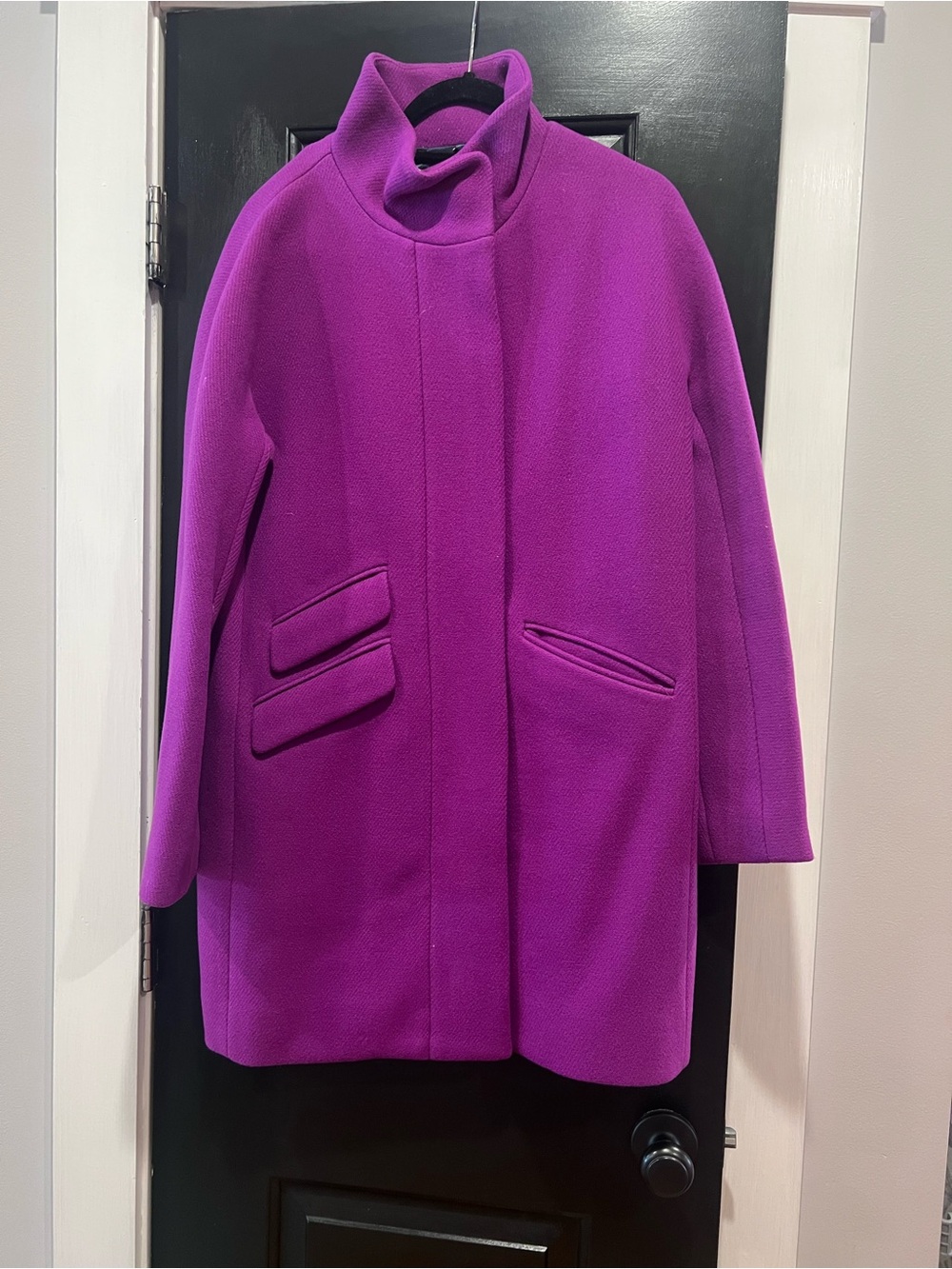 J.Crew Women’s stadium coat  Magenta Funnel Neck Coat